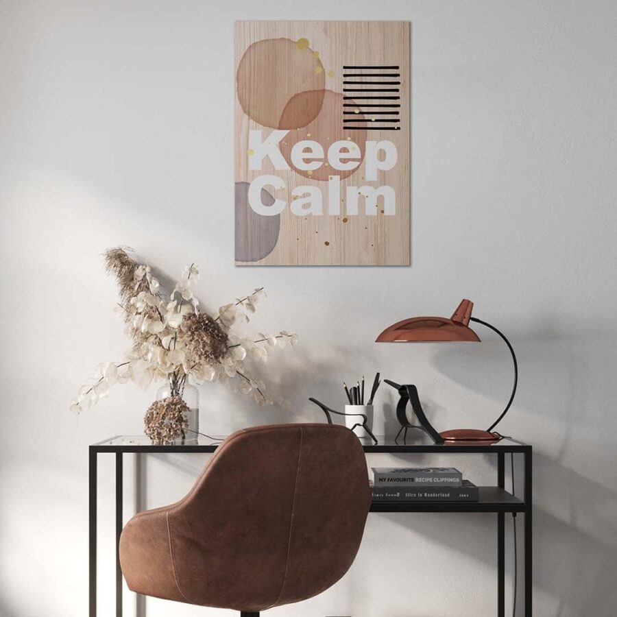 Ambiente con el cuadro de madera Keep Calm de Lakkua