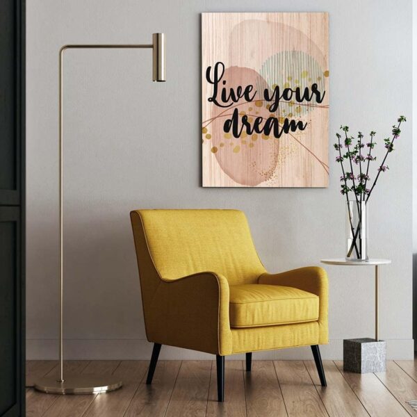 Sofa con cuadro de madera Live your Dream