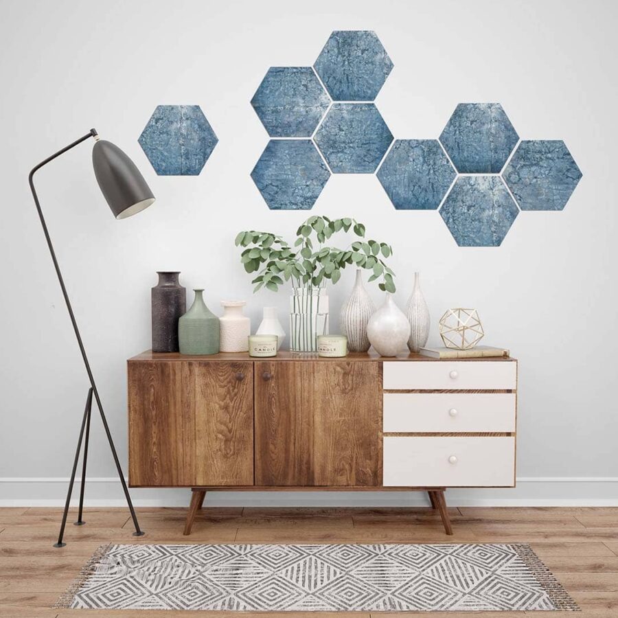 Ambiente detalle hexagonos decorativos bluecet