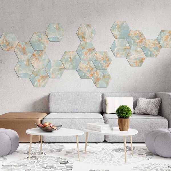 Ambiente salón hexágonos decorativos hexa Lhotse