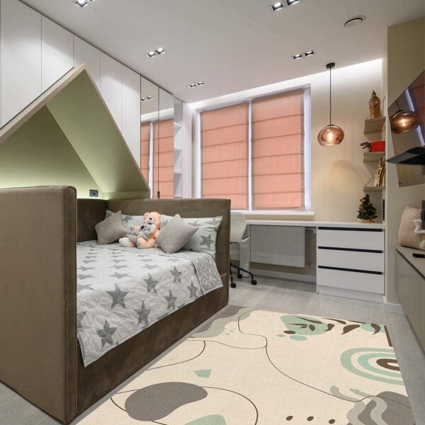 Dormitorio infantil con la alfombra de vinilo Small Garden Cold